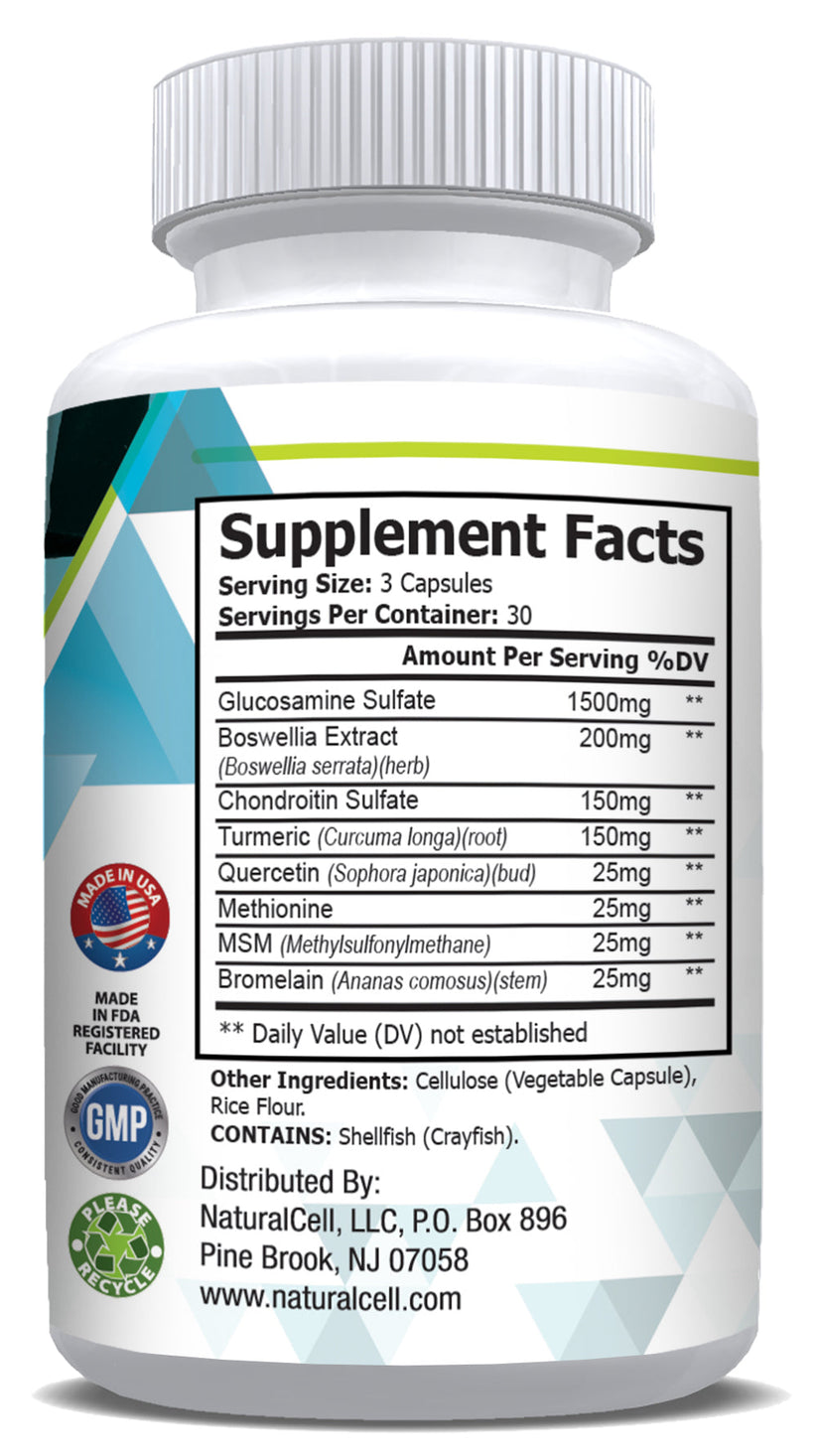 Joint Eternal Supplement Facts label showing every ingredient and dose
